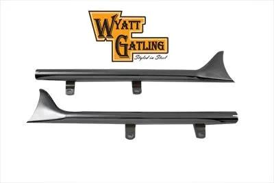 Wyatt Gatling 29 Inch Chrome Fishtail Tip Extension Set for Harley Davidson FLSTS by Wyatt Gatling