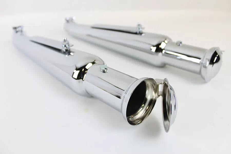 V-Twin Chrome Megaphone Upsweep Muffler Set with End Clamps and Removable Baffle by V-Twin