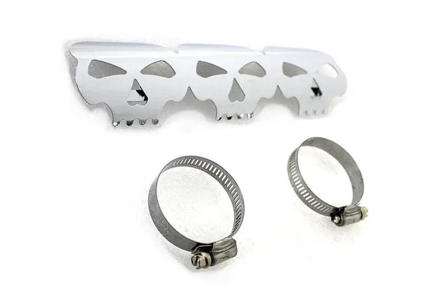V-Twin Chrome Skull Heat Shield with Adjustable Clamps Part #63787 by V-Twin