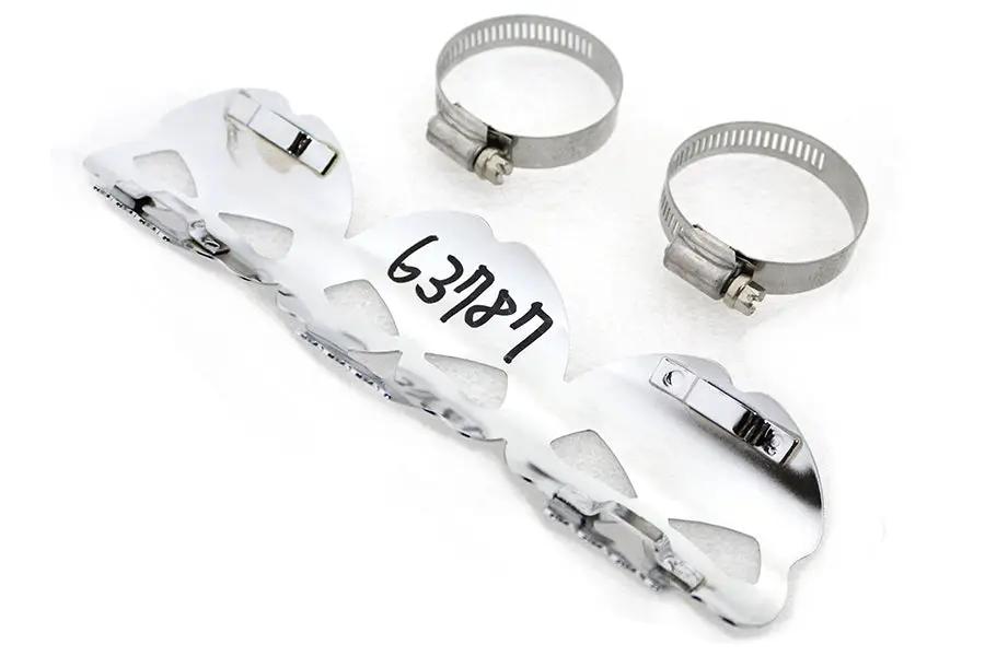 V-Twin Chrome Skull Heat Shield with Adjustable Clamps Part #63787 by V-Twin
