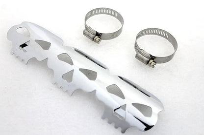 V-Twin Chrome Skull Heat Shield with Adjustable Clamps Part #63787 by V-Twin