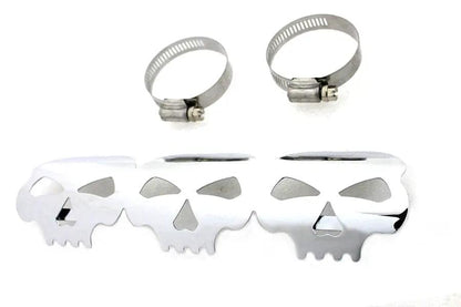V-Twin Chrome Skull Heat Shield with Adjustable Clamps Part #63787 by V-Twin