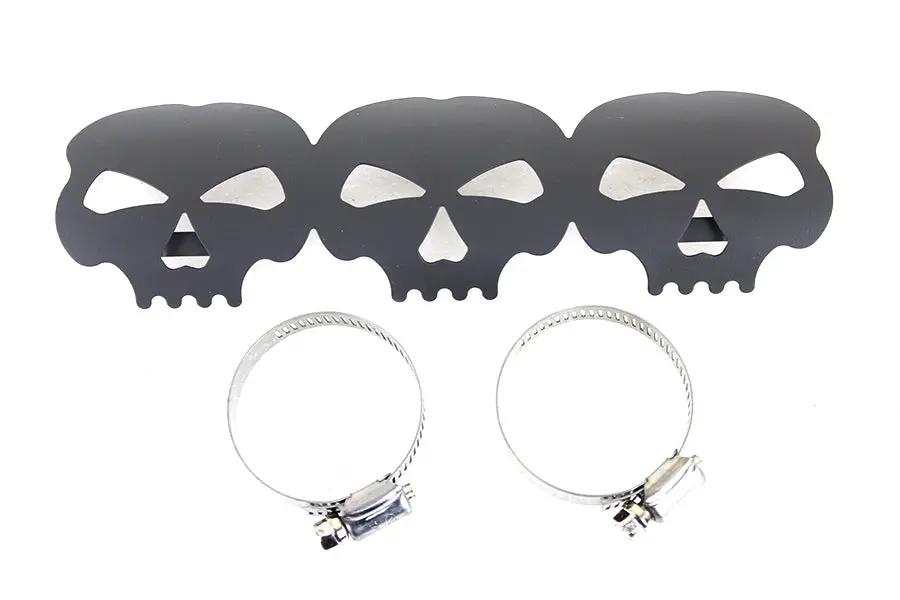 V-Twin 63787B Black Skull Heat Shield with Adjustable Clamps by V-Twin