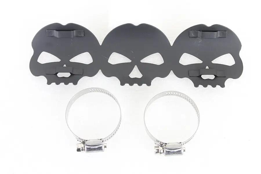 V-Twin 63787B Black Skull Heat Shield with Adjustable Clamps by V-Twin