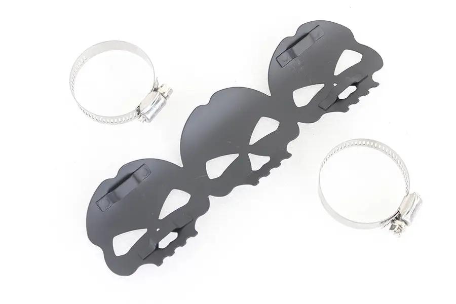 V-Twin 63787B Black Skull Heat Shield with Adjustable Clamps by V-Twin