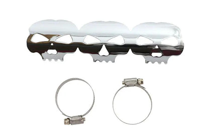 V-Twin Chrome Skull Heat Shield with Adjustable Clamps - Part 63788 by V-Twin