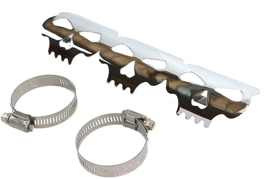 V-Twin Chrome Skull Heat Shield with Adjustable Clamps - Part 63788 by V-Twin