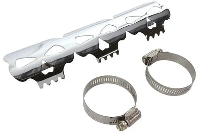 V-Twin Chrome Skull Heat Shield with Adjustable Clamps - Part 63788 by V-Twin