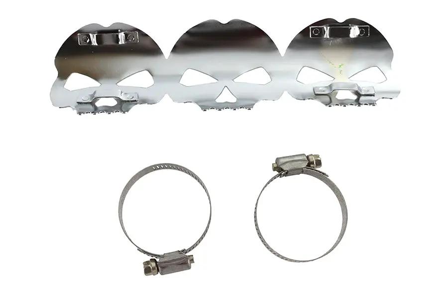V-Twin Chrome Skull Heat Shield with Adjustable Clamps - Part 63788 by V-Twin