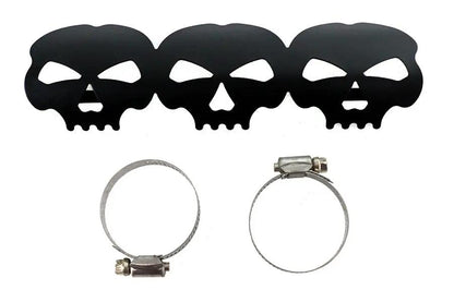 V-Twin Black Skull Heat Shield with Adjustable Clamp - Part Number 63788B by V-Twin