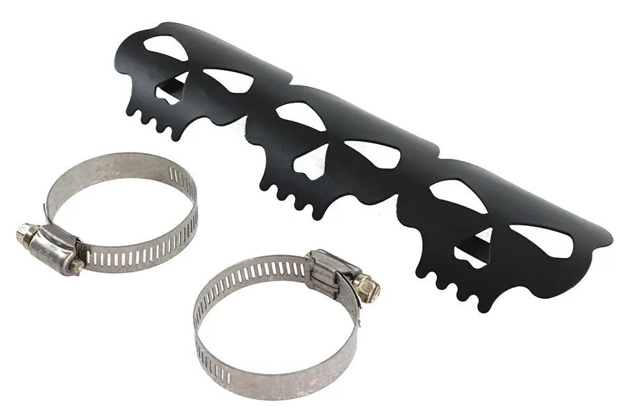 V-Twin Black Skull Heat Shield with Adjustable Clamp - Part Number 63788B by V-Twin