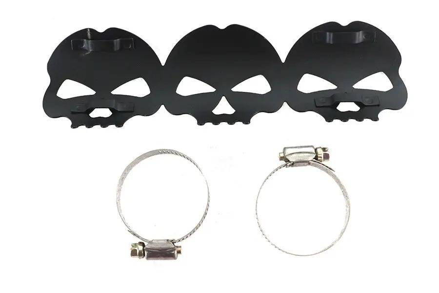 V-Twin Black Skull Heat Shield with Adjustable Clamp - Part Number 63788B by V-Twin