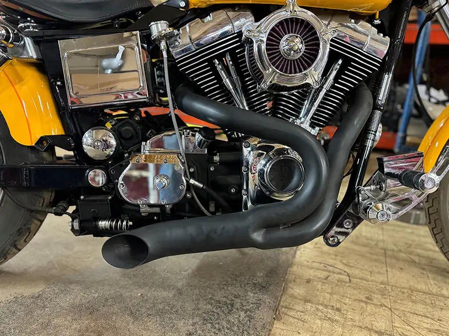 Wyatt Gatling Black 2 into 1 Exhaust Pipe Header Kit for Harley FXR Models - Part 7946 by Wyatt Gatling
