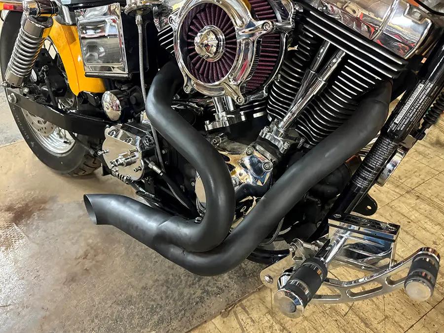 Wyatt Gatling Black 2 into 1 Exhaust Pipe Header Kit for Harley FXR Models - Part 7946 by Wyatt Gatling