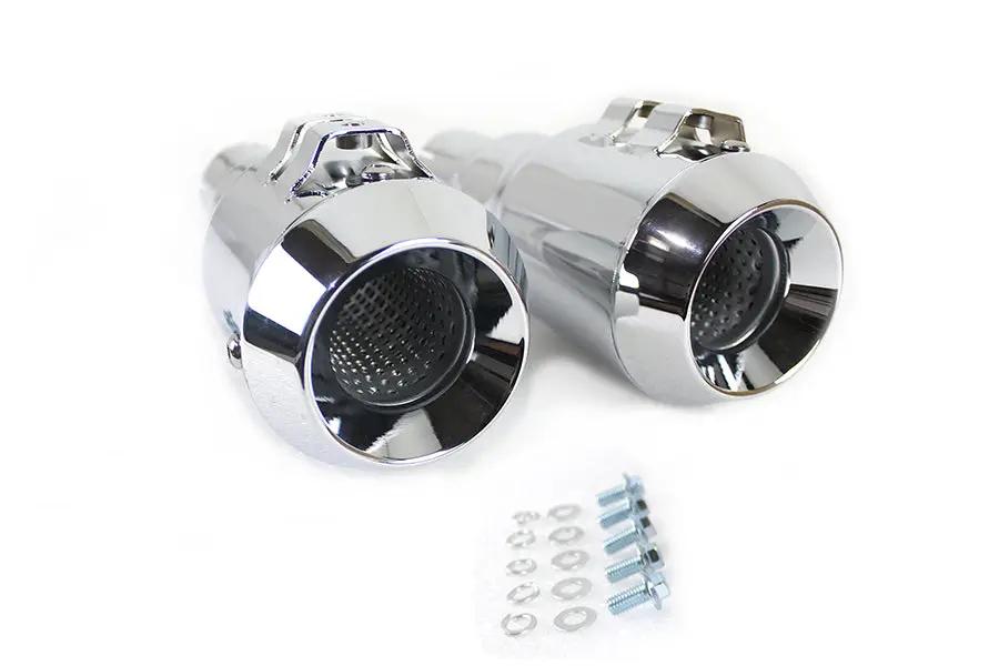 V-Twin Grenade Muffler Set Chrome with Channel Mount for 1/4 inch Bolts by V-Twin