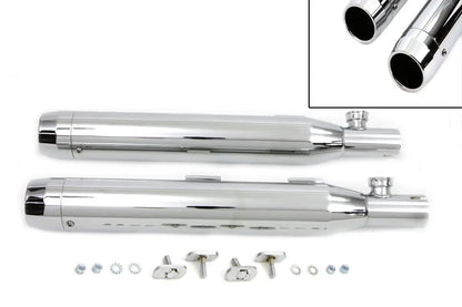 V-Twin Chrome Slip-On Muffler Set with Chrome Tips for Harley Davidson FXST (2007-2016) - Part 9953 by V-Twin