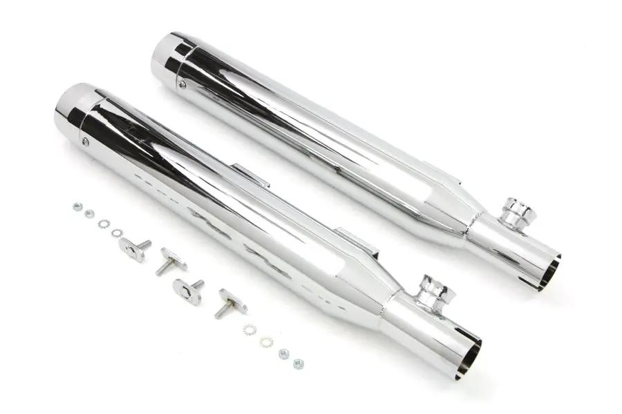 V-Twin Chrome Slip-On Muffler Set with Chrome Tips for Harley Davidson FXST (2007-2016) - Part 9953 by V-Twin