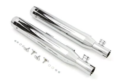 V-Twin Chrome Slip-On Muffler Set with Chrome Tips for Harley Davidson FXST (2007-2016) - Part 9953 by V-Twin
