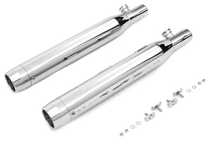 V-Twin Chrome Slip-On Muffler Set with Chrome Tips for Harley Davidson FXST (2007-2016) - Part 9953 by V-Twin