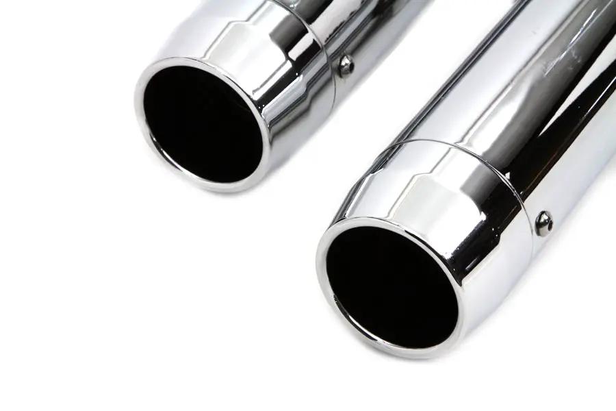 V-Twin Chrome Slip-On Muffler Set with Chrome Tips for Harley Davidson FXST (2007-2016) - Part 9953 by V-Twin