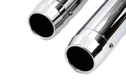V-Twin Chrome Slip-On Muffler Set with Chrome Tips for Harley Davidson FXST (2007-2016) - Part 9953 by V-Twin