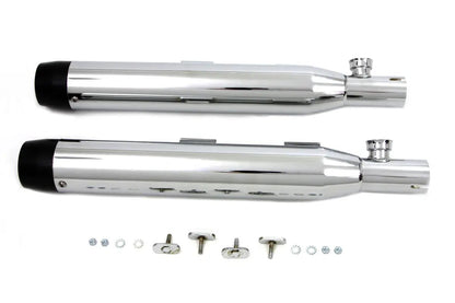 V-Twin Chrome Slip On Muffler Set with Black Tips for Harley Davidson FXST (2007-2016) by V-Twin