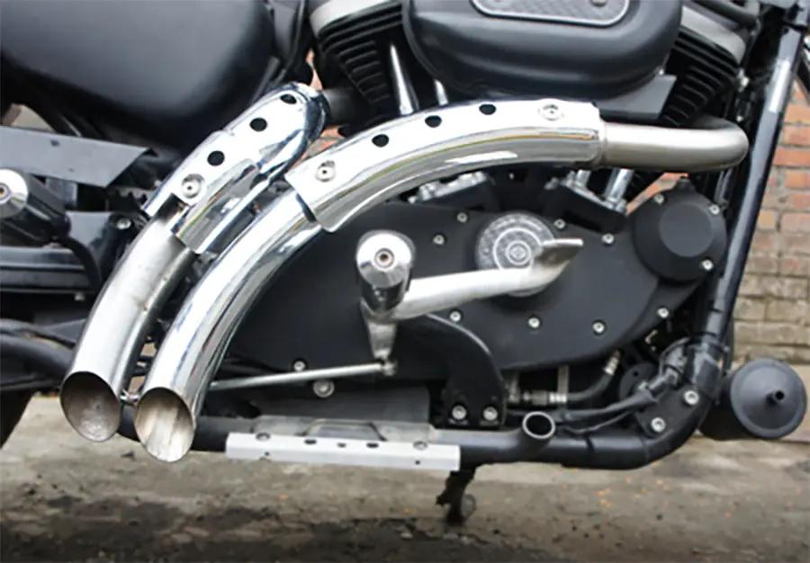 V-Twin Chrome Drag Pipe Set With Heat Shields for Harley Davidson XL (2004-2013) by V-Twin