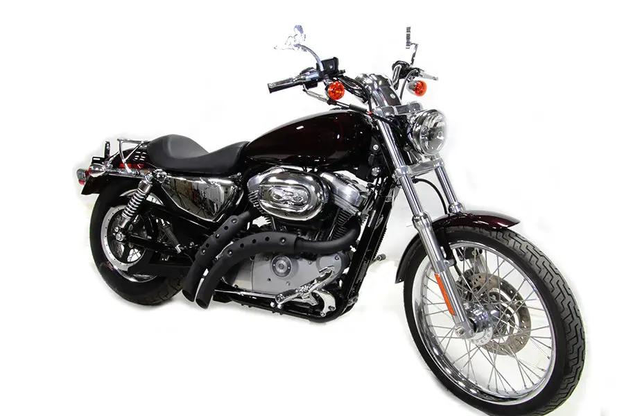 V-Twin Black Drag Pipe Set with Heat Shields for Harley Davidson XL (2004-2013) by V-Twin