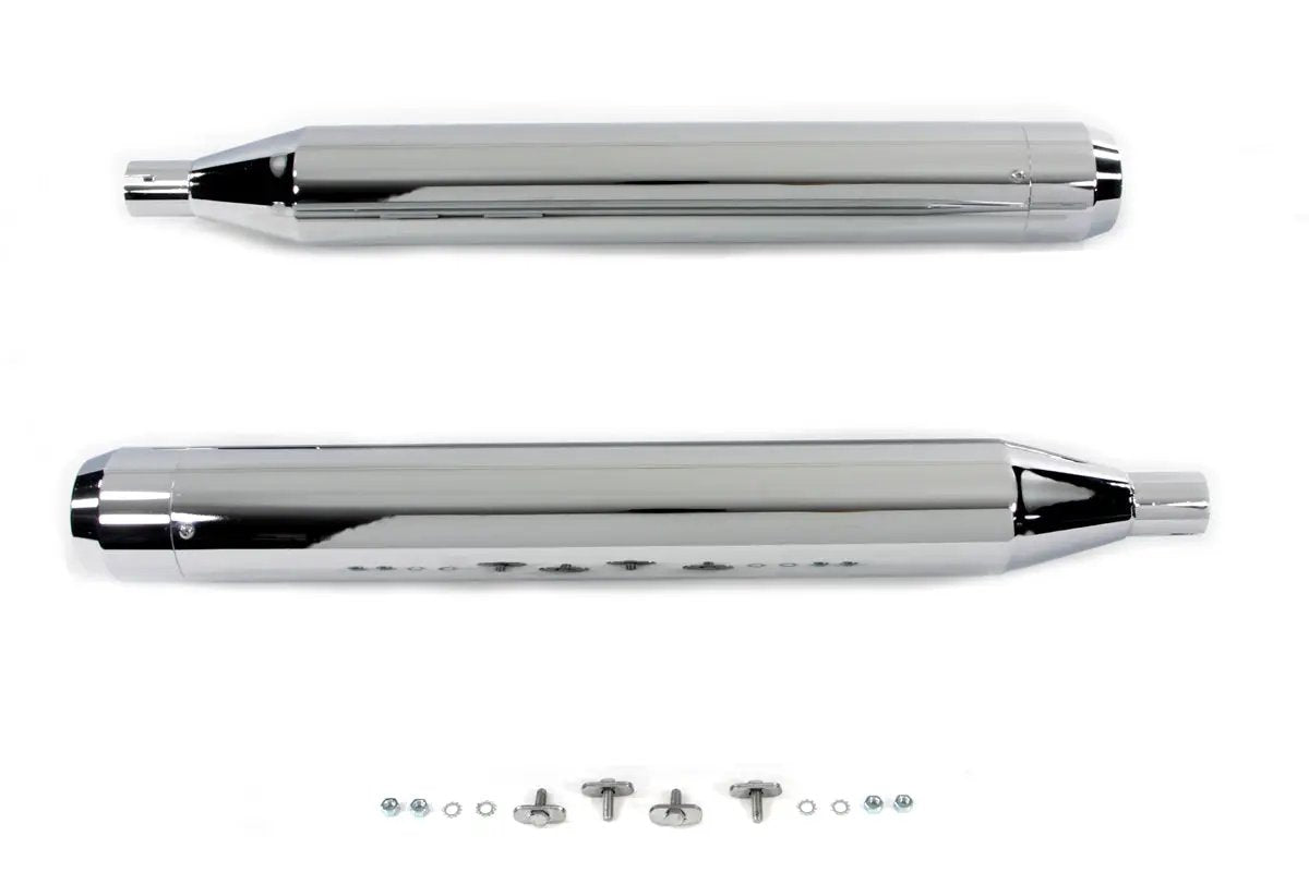 V-Twin 9989 4 Inch Muffler Set with Chrome Long Tapered End Tips for Harley Davidson FLT by V-Twin