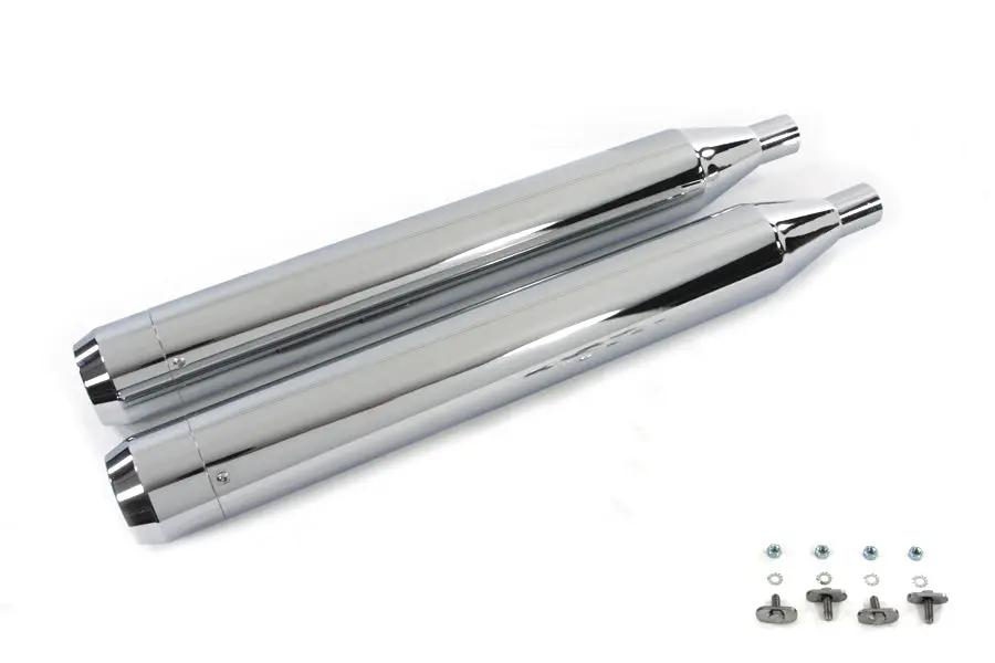 V-Twin 9989 4 Inch Muffler Set with Chrome Long Tapered End Tips for Harley Davidson FLT by V-Twin