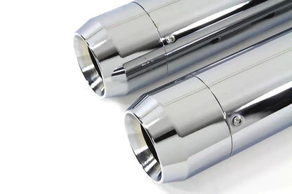 V-Twin 9989 4 Inch Muffler Set with Chrome Long Tapered End Tips for Harley Davidson FLT by V-Twin