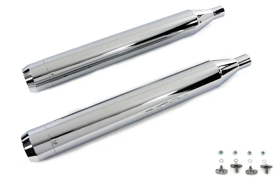 V-Twin 9989 4 Inch Muffler Set with Chrome Long Tapered End Tips for Harley Davidson FLT by V-Twin