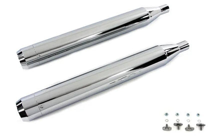 V-Twin 9989 4 Inch Muffler Set with Chrome Long Tapered End Tips for Harley Davidson FLT by V-Twin