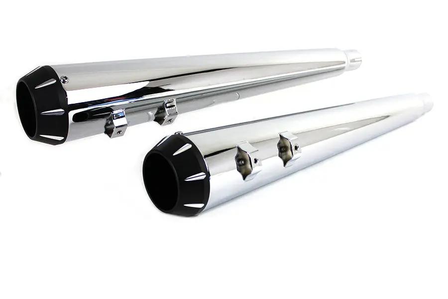 Wyatt Gatling Chrome Muffler Set with Tapered Tips for Harley Davidson FLT Models by Wyatt Gatling