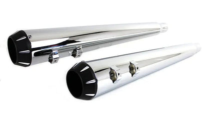 Wyatt Gatling Chrome Muffler Set with Tapered Tips for Harley Davidson FLT Models by Wyatt Gatling