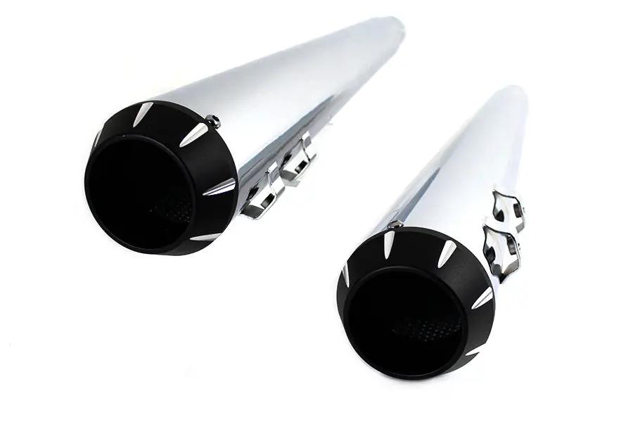 Wyatt Gatling Chrome Muffler Set with Tapered Tips for Harley Davidson FLT Models by Wyatt Gatling
