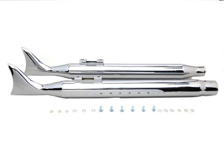 V-Twin M8 Chrome Fishtail Muffler Set for Harley Davidson FLT Models by V-Twin