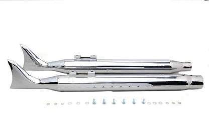 V-Twin M8 Chrome Fishtail Muffler Set for Harley Davidson FLT Models by V-Twin