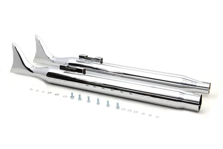 V-Twin M8 Chrome Fishtail Muffler Set for Harley Davidson FLT Models by V-Twin