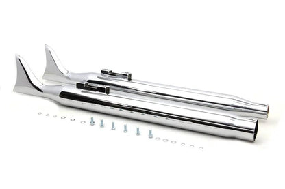V-Twin M8 Chrome Fishtail Muffler Set for Harley Davidson FLT Models by V-Twin