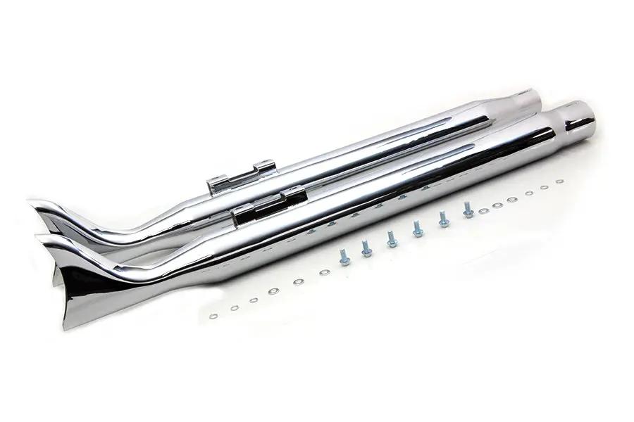 V-Twin M8 Chrome Fishtail Muffler Set for Harley Davidson FLT Models by V-Twin