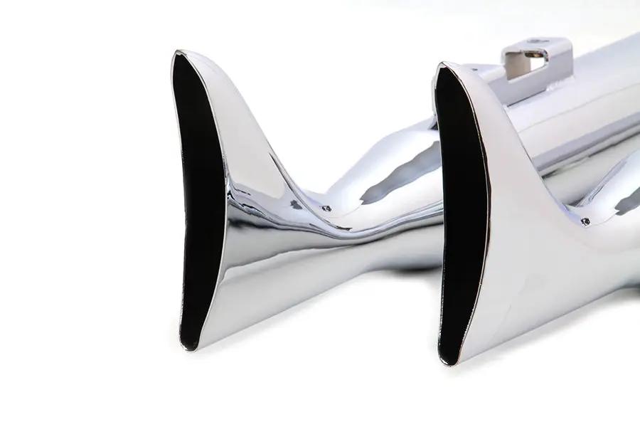 V-Twin M8 Chrome Fishtail Muffler Set for Harley Davidson FLT Models by V-Twin