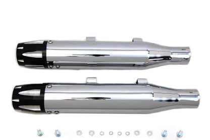 V-Twin Chrome Highlighted Revolver Tip Muffler Set for Harley Davidson XL (2014-2017) by V-Twin