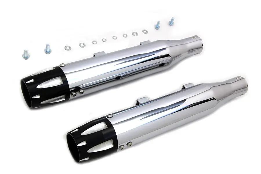 V-Twin Chrome Highlighted Revolver Tip Muffler Set for Harley Davidson XL (2014-2017) by V-Twin
