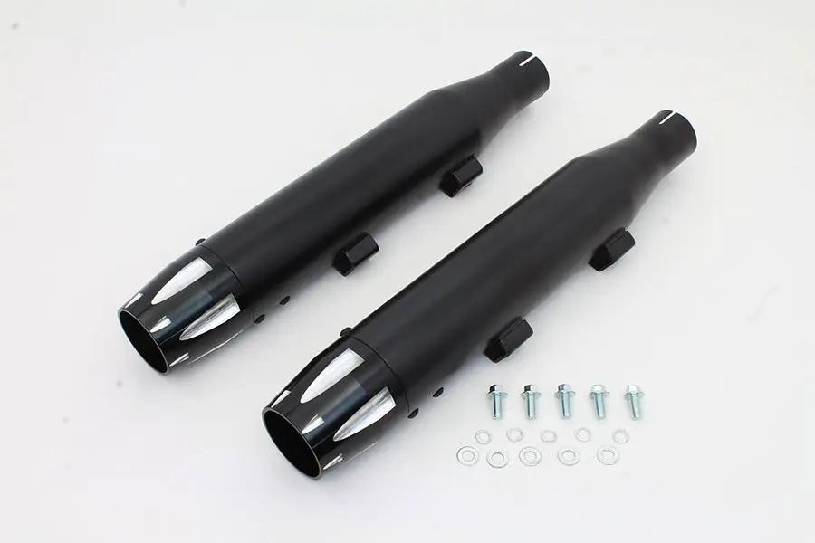 V-Twin Black Highlighted Revolver Tip Muffler Set for Harley Davidson XL (2014-2017) by V-Twin