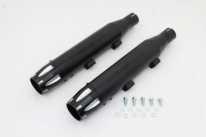 V-Twin Black Highlighted Revolver Tip Muffler Set for Harley Davidson XL (2014-2017) by V-Twin