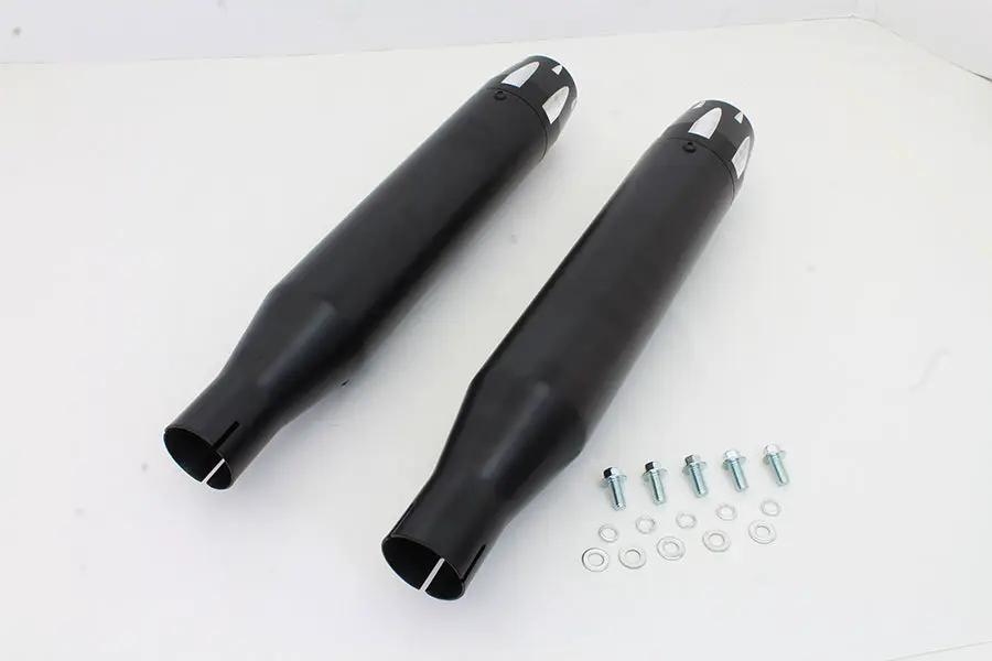 V-Twin Black Highlighted Revolver Tip Muffler Set for Harley Davidson XL (2014-2017) by V-Twin