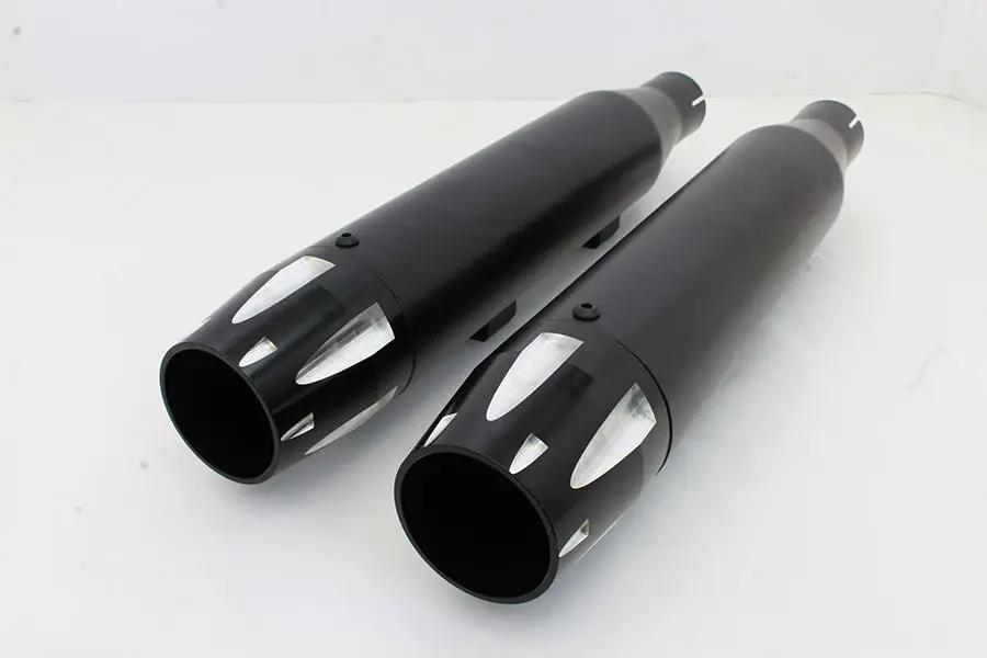 V-Twin Black Highlighted Revolver Tip Muffler Set for Harley Davidson XL (2014-2017) by V-Twin
