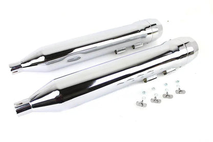V-Twin 3156 Chrome Grenade Muffler Set for Harley Davidson FLT Models by V-Twin