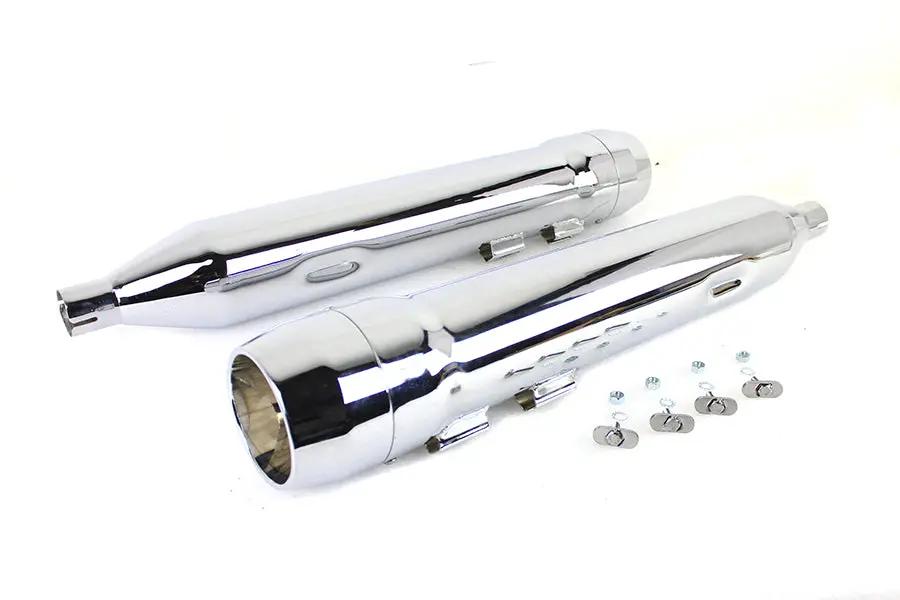 V-Twin 3156 Chrome Grenade Muffler Set for Harley Davidson FLT Models by V-Twin